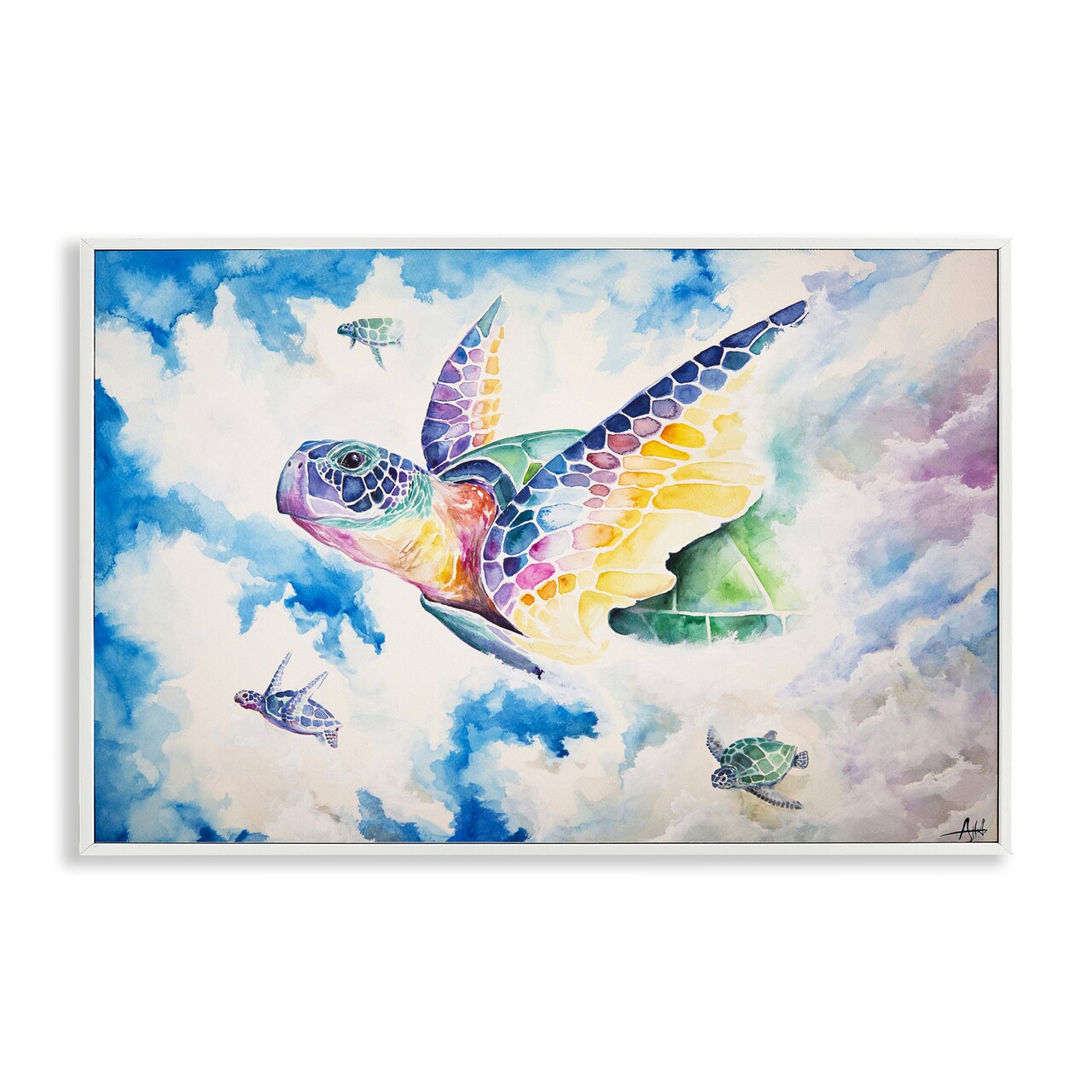 Stupell Industries Skyward Sea Turtles Framed Giclee, design by Marc Allante